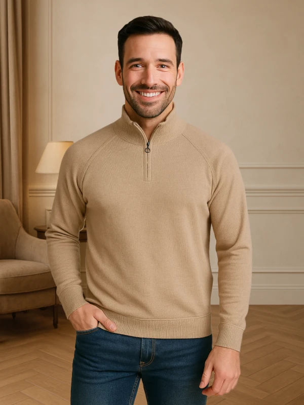 Beige High Neck Pullover