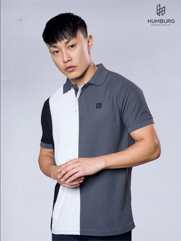 Polo T-Shirt – Black, White & Grey