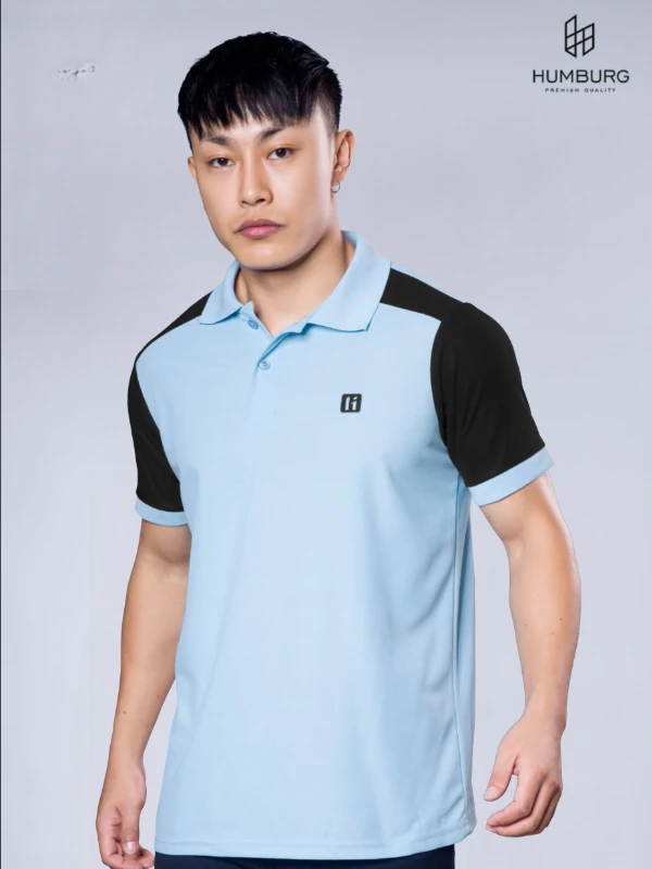 Polo T-Shirt – Sky Blue & Black